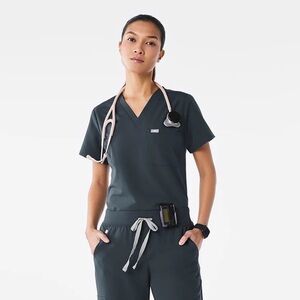 FIGS Womens Dark Harbor Catarina- One pocket Scrub Top- XS